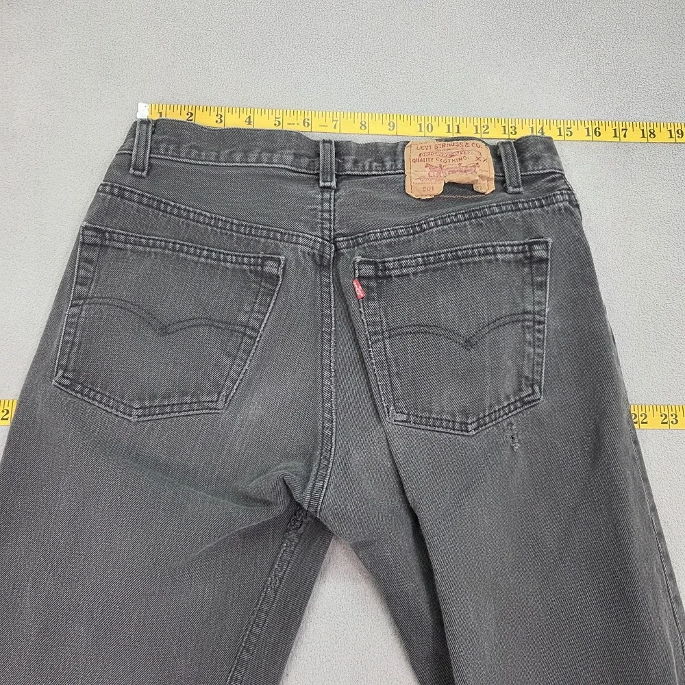 Vintage Levis 501 Jeans Mens Gray Straight Button Fly Faded 90s Fits 28x29